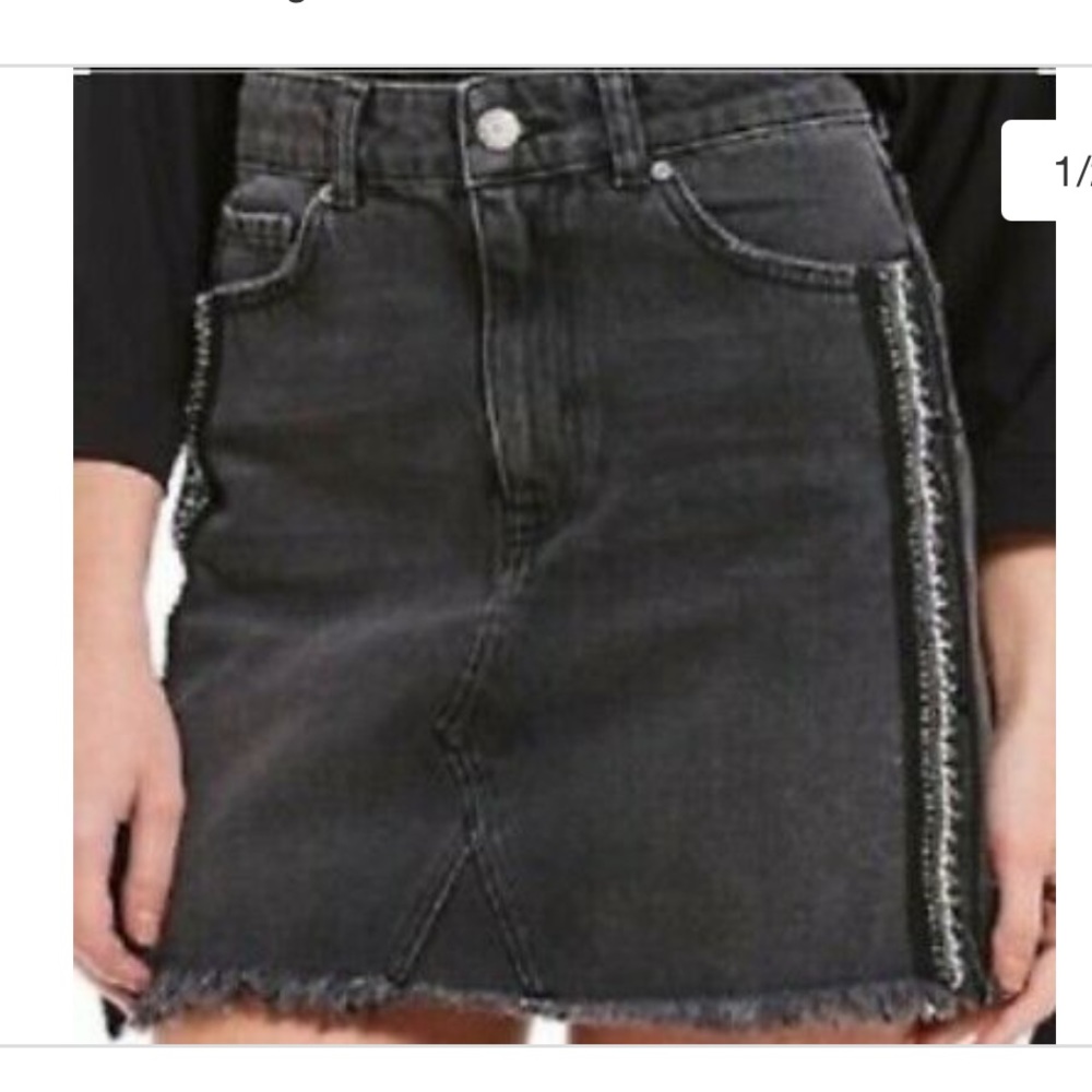 Free People Black Denim Embellished Jean Skirt Sz.8